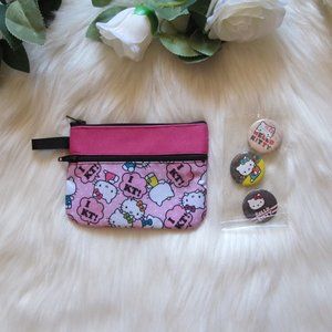 Handmade Hello Kitty Zipper Pouch and Buttons